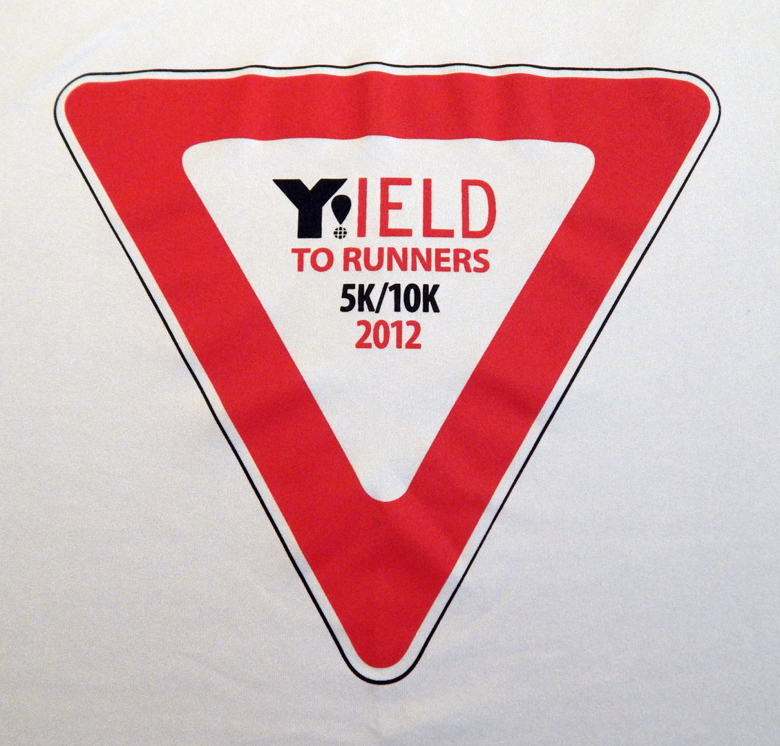 Yield To Runners Shirt Front for Riverdale Y 5K/10K Race